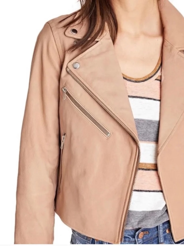 Madewell Neutral Tan Leather Moto Jacket